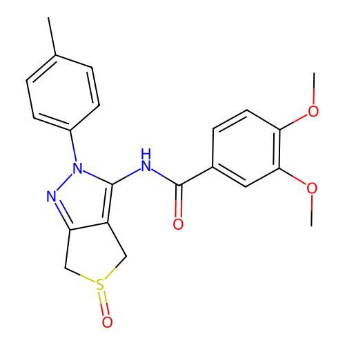 3,4-dimethoxy-N-[2-(4-methylphenyl)-5-oxo-4,6-dihydrothieno[3,4-c]pyrazol-3-yl]benzamide structure