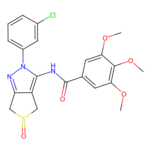 N-(2-(3-chlorophenyl)-5-oxido-4,6-dihydro-2H-thieno[3,4-c]pyrazol-3-yl)-3,4,5-trimethoxybenzamide structure