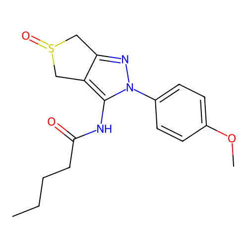 N-(2-(4-methoxyphenyl)-5-oxido-4,6-dihydro-2H-thieno[3,4-c]pyrazol-3-yl)pentanamide structure