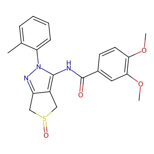 3,4-dimethoxy-N-[2-(2-methylphenyl)-5-oxo-4,6-dihydrothieno[3,4-c]pyrazol-3-yl]benzamide structure