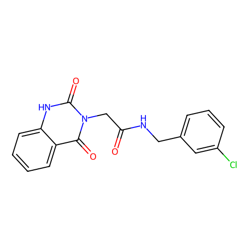 N-[(3-chlorophenyl)methyl]-2-(2,4-dioxo-1H-quinazolin-3-yl)acetamide structure