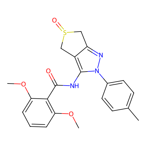2,6-dimethoxy-N-(5-oxido-2-(p-tolyl)-4,6-dihydro-2H-thieno[3,4-c]pyrazol-3-yl)benzamide structure