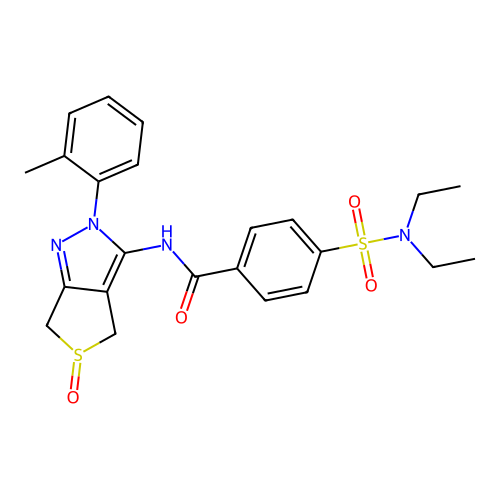 4-(N,N-diethylsulfamoyl)-N-(5-oxido-2-(o-tolyl)-4,6-dihydro-2H-thieno[3,4-c]pyrazol-3-yl)benzamide structure