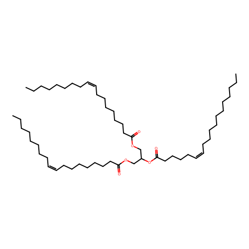 1,3-di-(9Z-octadecenoyl)-2-(6Z-octadecenoyl)-glycerol structure
