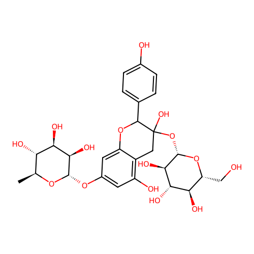 Kaempferol-3-gluco-7-rhamnoside structure