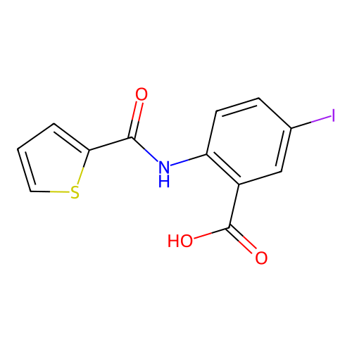 N-(2-羧基-4-碘苯基)-2-噻吩甲酰胺 structure