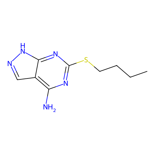 4-Amino-6-butylmercaptopyrazolo[3,4-d]pyrimidine structure