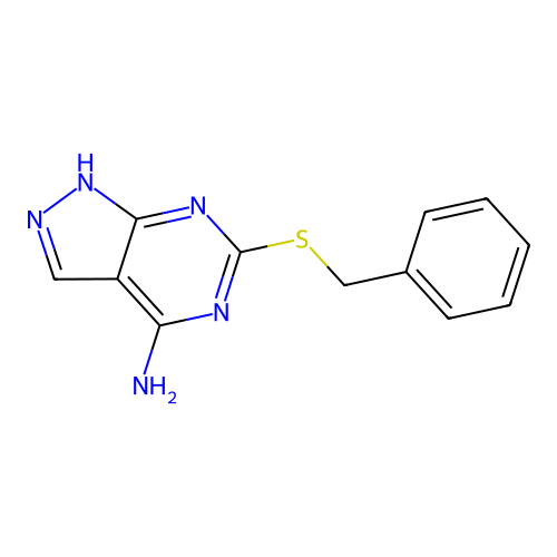 4-Amino-6-benzylmercapto pyrazolo[3,4-d]pyrimidine structure