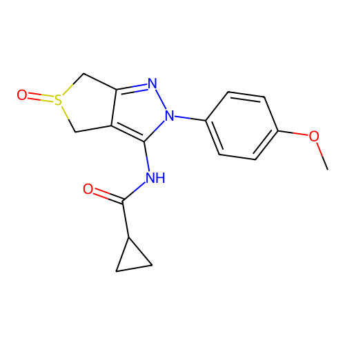 N-(2-(4-methoxyphenyl)-5-oxido-4,6-dihydro-2H-thieno[3,4-c]pyrazol-3-yl)cyclopropanecarboxamide structure