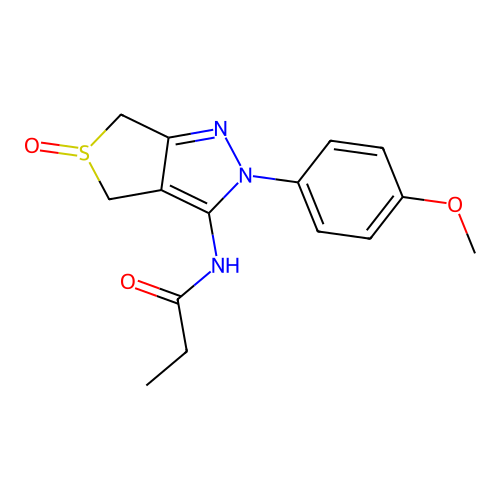 N-[2-(4-methoxyphenyl)-5-oxo-4,6-dihydrothieno[3,4-c]pyrazol-3-yl]propanamide structure