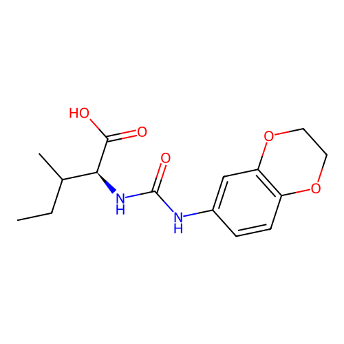 (2S,3R)-2-(3-(2,3-dihydrobenzo[b][1,4]dioxin-6-yl)ureido)-3-methylpentanoic acid structure
