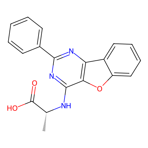 N-(2-phenyl[1]benzofuro[3,2-d]pyrimidin-4-yl)-L-alanine structure