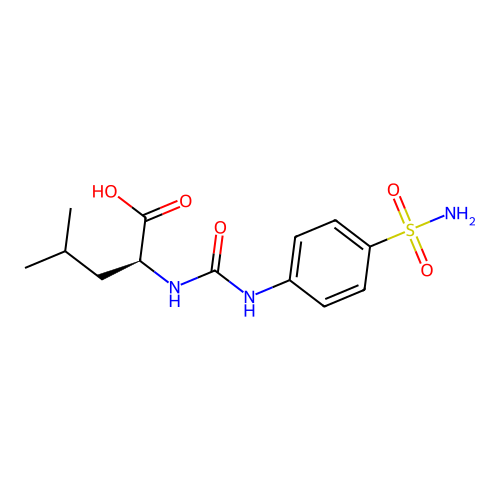 (S)-4-methyl-2-(3-(4-sulfamoylphenyl)ureido)pentanoic acid structure
