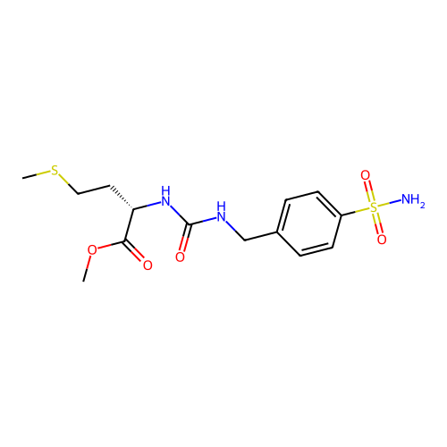 methyl N-[(4-sulfamoylbenzyl)carbamoyl]-L-methioninate structure