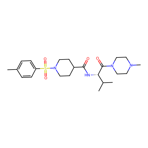 (S)-N-(3-methyl-1-(4-methylpiperazin-1-yl)-1-oxobutan-2-yl)-1-tosylpiperidine-4-carboxamide structure