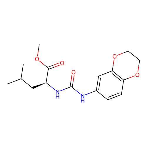 methyl N-(2,3-dihydro-1,4-benzodioxin-6-ylcarbamoyl)-L-leucinate structure