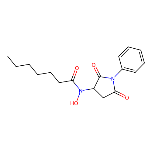 N-(2,5-dioxo-1-phenylpyrrolidin-3-yl)-N-hydroxyheptanamide structure