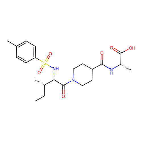 (2S)-2-[[1-[(2S,3S)-3-methyl-2-[(4-methylphenyl)sulfonylamino]pentanoyl]piperidine-4-carbonyl]amino]propanoic acid structure