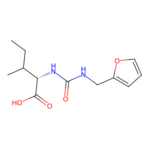 (2S,3R)-2-(3-(furan-2-ylmethyl)ureido)-3-methylpentanoic acid structure