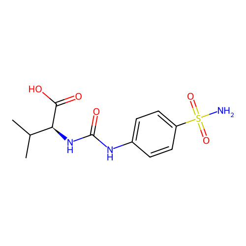 N-[(4-sulfamoylphenyl)carbamoyl]-L-valine structure