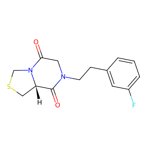 (8aR)-7-[2-(3-fluorophenyl)ethyl]tetrahydro[1,3]thiazolo[3,4-a]pyrazine-5,8-dione structure