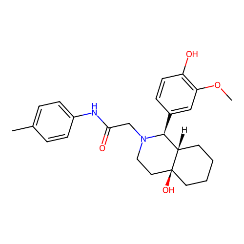 2-((1R,4aS,8aS)-4a-hydroxy-1-(4-hydroxy-3-methoxyphenyl)octahydroisoquinolin-2(1H)-yl)-N-(p-tolyl)acetamide structure