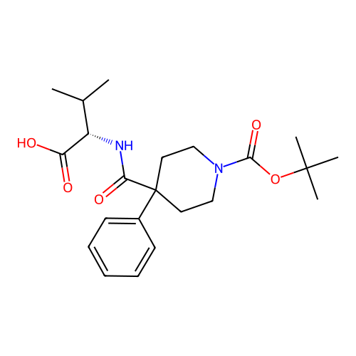 (2S)-3-methyl-2-[[1-[(2-methylpropan-2-yl)oxycarbonyl]-4-phenylpiperidine-4-carbonyl]amino]butanoic acid structure