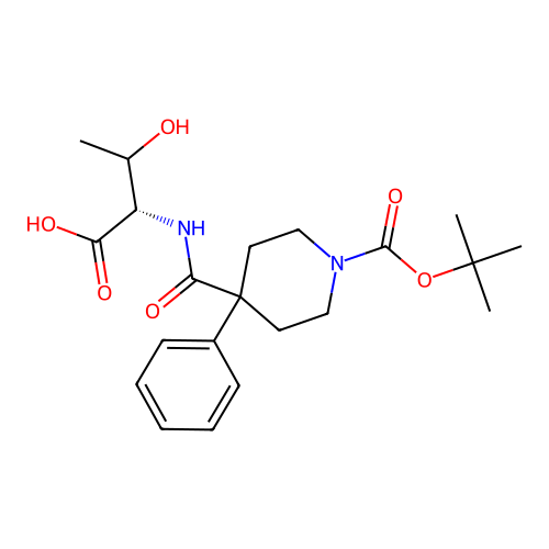 (2S)-3-hydroxy-2-[[1-[(2-methylpropan-2-yl)oxycarbonyl]-4-phenylpiperidine-4-carbonyl]amino]butanoic acid structure