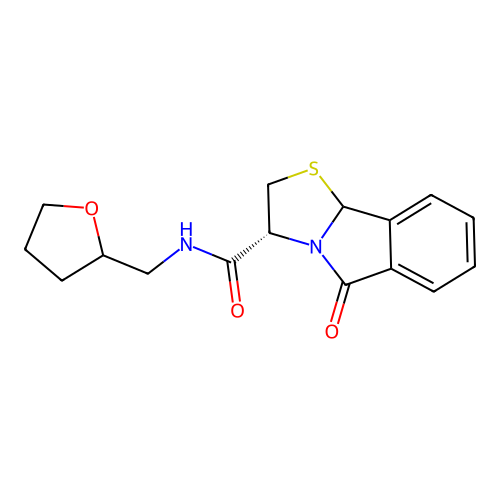 (3R)-5-oxo-N-((tetrahydrofuran-2-yl)methyl)-2,3,5,9b-tetrahydrothiazolo[2,3-a]isoindole-3-carboxamide structure