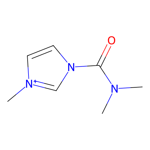 3-(Dimethylcarbamoyl)-1-methyl-1H-imidazol-3-ium structure