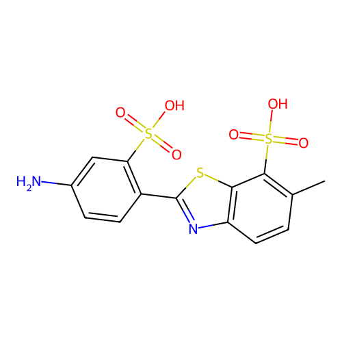 2-(4-Amino-2-sulfophenyl)-6-methyl-1,3-benzothiazole-7-sulfonic acid structure