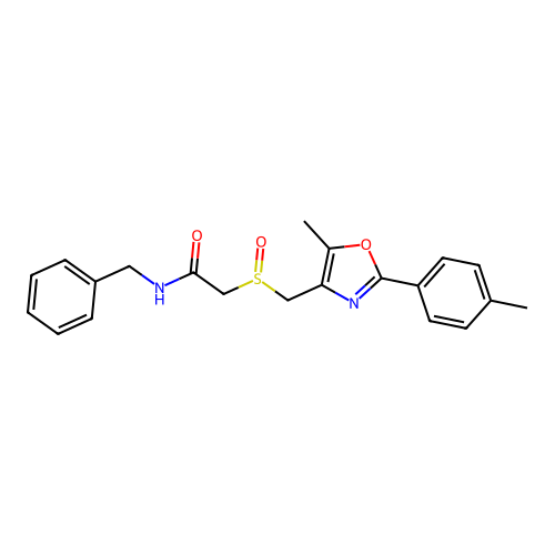 N-Benzyl-2-(((5-methyl-2-(p-tolyl)oxazol-4-yl)methyl)sulfinyl)acetamide structure