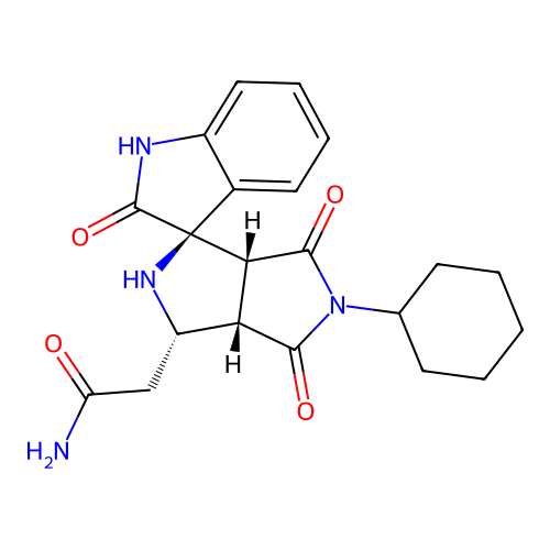 2-((1'R,3'S,3a'S,6a'R)-5'-cyclohexyl-2,4',6'-trioxo-3',3a',4',5',6',6a'-hexahydro-2'H-spiro[indoline-3,1'-pyrrolo[3,4-c]pyrrol]-3'-yl)acetamide structure
