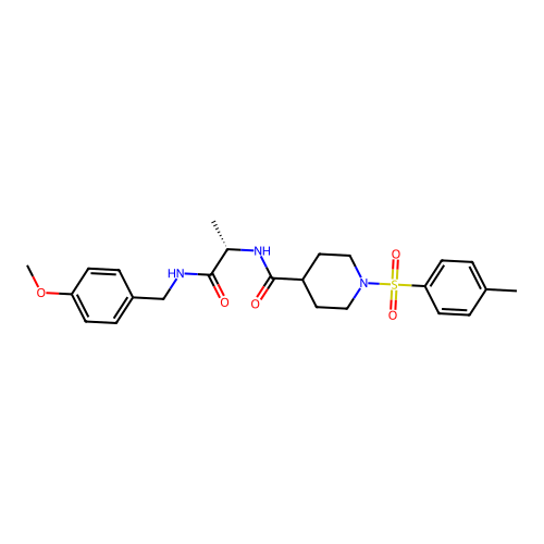 (S)-N-(1-((4-methoxybenzyl)amino)-1-oxopropan-2-yl)-1-tosylpiperidine-4-carboxamide structure