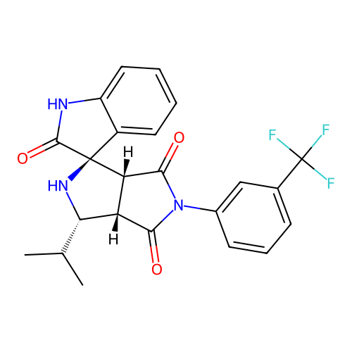 (1'R,3'S,3a'S,6a'R)-3'-isopropyl-5'-(3-(trifluoromethyl)phenyl)-3',3a'-dihydro-2'H-spiro[indoline-3,1'-pyrrolo[3,4-c]pyrrole]-2,4',6'(5'H,6a'H)-trione structure
