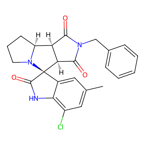 (3S,3'aR,8'aS,8'bS)-2'-benzyl-7-chloro-5-methylspiro[1H-indole-3,4'-3a,6,7,8,8a,8b-hexahydropyrrolo[3,4-a]pyrrolizine]-1',2,3'-trione structure