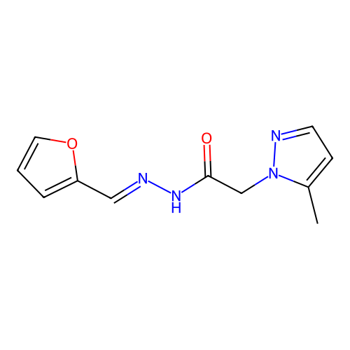 N'-[(E)-furan-2-ylmethylidene]-2-(5-methyl-1H-pyrazol-1-yl)acetohydrazide structure
