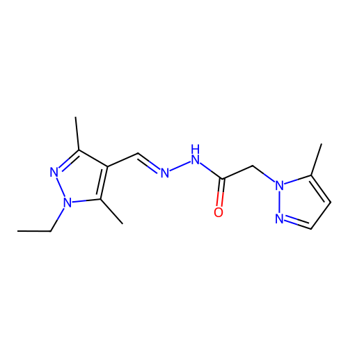 (5-Methyl-pyrazol-1-yl)-acetic acid [1-(1-ethyl-3,5-dimethyl-1H-pyrazol-4-yl)-meth-(E)-ylidene]-hydrazide structure