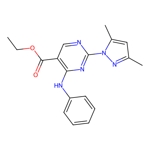ethyl 2-(3,5-dimethyl-1H-pyrazol-1-yl)-4-(phenylamino)pyrimidine-5-carboxylate structure