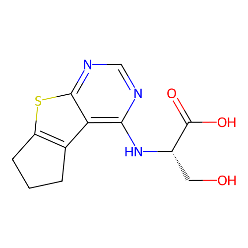N-(6,7-dihydro-5H-cyclopenta[4,5]thieno[2,3-d]pyrimidin-4-yl)-L-serine structure