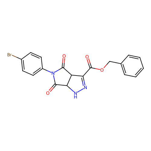benzyl 5-(4-bromophenyl)-4,6-dioxo-1,3a,4,5,6,6a-hexahydropyrrolo[3,4-c]pyrazole-3-carboxylate structure