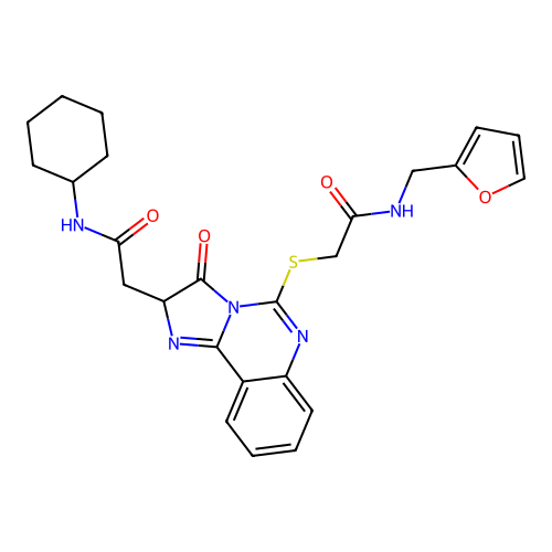 2-({2-[(cyclohexylcarbamoyl)methyl]-3-oxo-2H,3H-imidazo[1,2-c]quinazolin-5-yl}sulfanyl)-N-[(furan-2-yl)methyl]acetamide structure