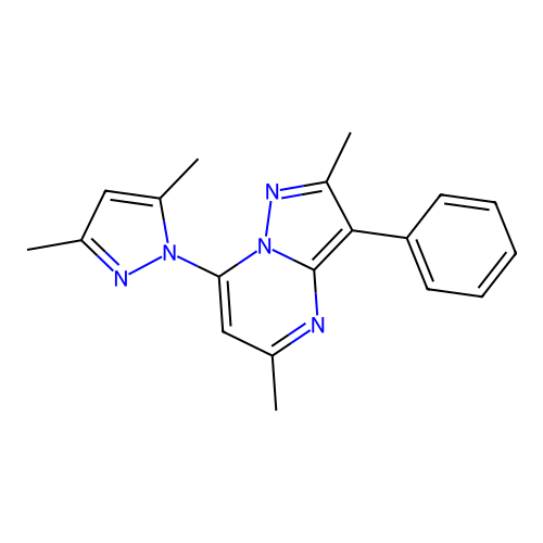 7-(3,5-dimethyl-1H-pyrazol-1-yl)-2,5-dimethyl-3-phenylpyrazolo[1,5-a]pyrimidine structure