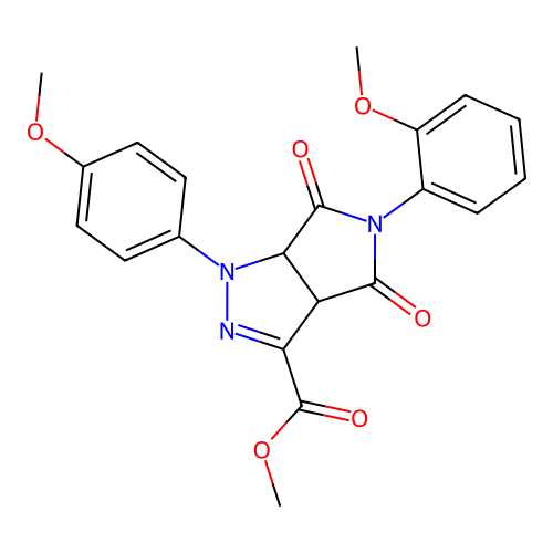 methyl 5-(2-methoxyphenyl)-1-(4-methoxyphenyl)-4,6-dioxo-1,3a,4,5,6,6a-hexahydropyrrolo[3,4-c]pyrazole-3-carboxylate structure