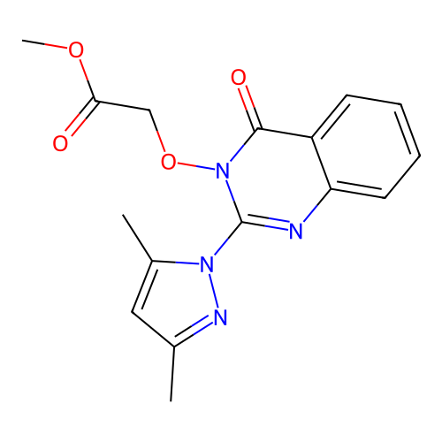 Methyl 2-[2-(3,5-dimethylpyrazol-1-yl)-4-oxoquinazolin-3-yl]oxyacetate structure