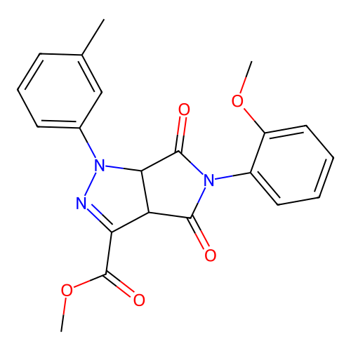 5-(2-Methoxy-phenyl)-4,6-dioxo-1-m-tolyl-1,3a,4,5,6,6a-hexahydro-pyrrolo[3,4-c]pyrazole-3-carboxylic acid methyl ester structure