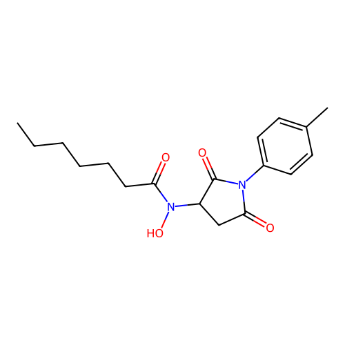 N-(2,5-dioxo-1-(p-tolyl)pyrrolidin-3-yl)-N-hydroxyheptanamide structure
