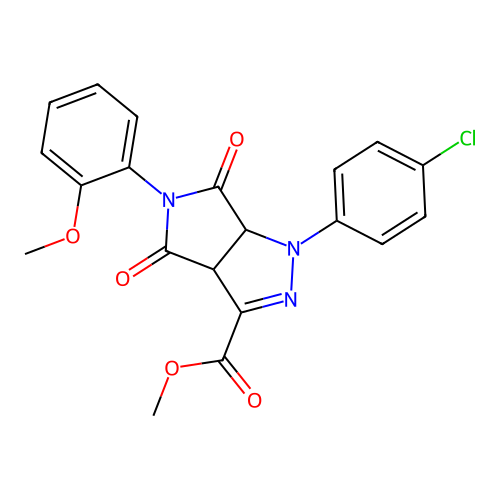 methyl 1-(4-chlorophenyl)-5-(2-methoxyphenyl)-4,6-dioxo-1,3a,4,5,6,6a-hexahydropyrrolo[3,4-c]pyrazole-3-carboxylate structure