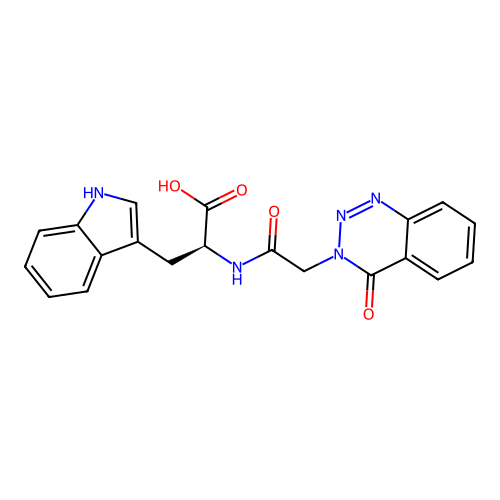 N-[(4-oxo-1,2,3-benzotriazin-3(4H)-yl)acetyl]-L-tryptophan structure
