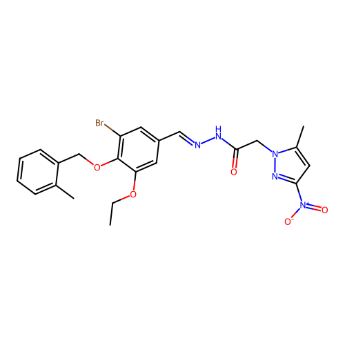 (5-Methyl-3-nitro-pyrazol-1-yl)-acetic acid  [1-[3-bromo-5-ethoxy-4-(2-methyl-benzyloxy)-phenyl]-meth-(E)-ylidene]-hydrazide structure